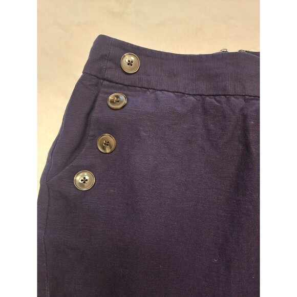 Loft Womens Navy Linen blend Knee Length Straight Skirt Sz 2 - Picture 2 of 8